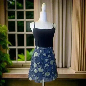 Blue/Ivory Floral Skirt